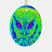 蛍光フクロウ セラミックオーナメント (右)