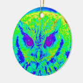 蛍光フクロウ セラミックオーナメント (左)