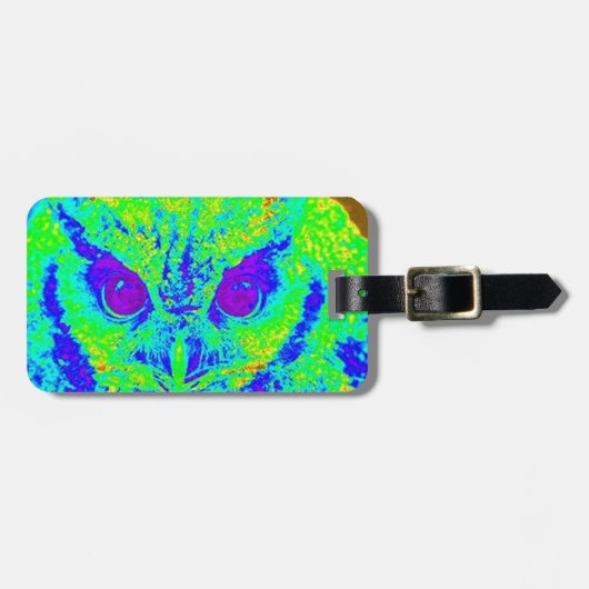 蛍光フクロウ ラゲッジタグ (正面横)