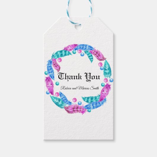 蛍光ボヘミアンの花輪、鮮やかな色彩の優雅さ ギフトタグ (正面)