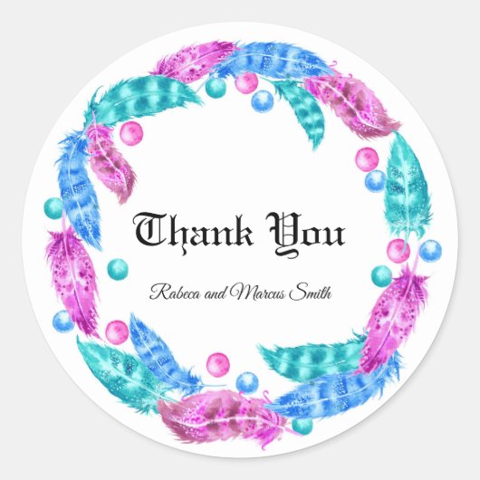 蛍光ボヘミアンフレア、鮮やかな色彩の優雅さ ラウンドシール (正面)