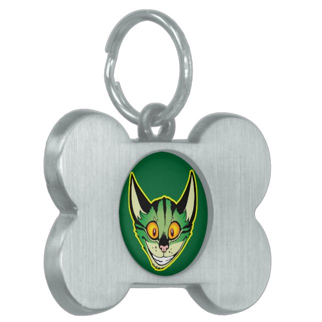 蛍光マンガキャットペットタグ ペットネームタグ (正面左)