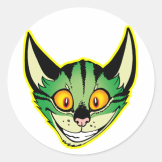 蛍光マンガ猫シール ラウンドシール