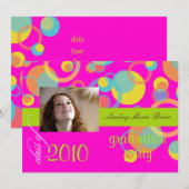 蛍光モッドバブル/ホットピンク/オレンジ/ライム 招待状 (正面/裏面)