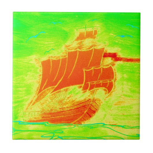 蛍光帆船 タイル (正面)