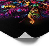 蛍光数々の色部族網プリント ポスター (角)