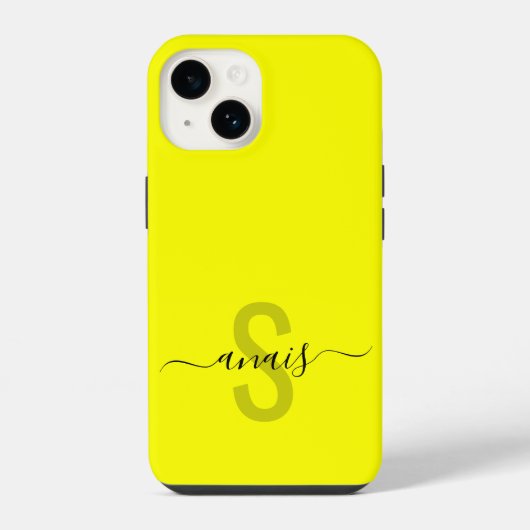 蛍光明るいネオンカラーモノグラム名 iPhoneケース (裏面)