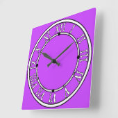 蛍光灯無地の明ネオン紫 スクエア壁時計 (傾斜)