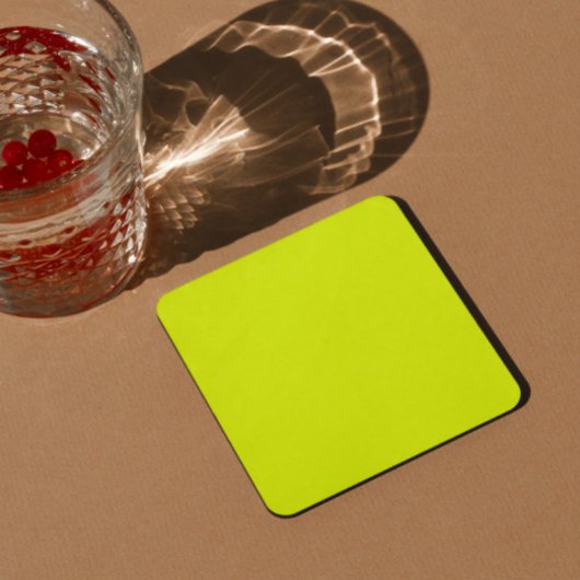 蛍光無地の黄色背景 スクエアペーパーコースター