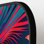 蛍光熱帯水色パーム葉の名前 ピックルボールラケット (左詳細)