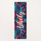 蛍光熱帯水色パーム葉の名前 ヨガマット (正面)