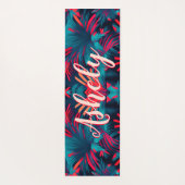 蛍光熱帯水色パーム葉の名前 ヨガマット (裏面)