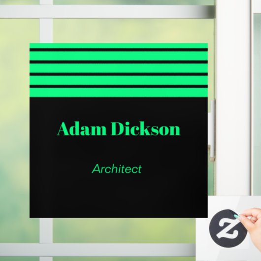 蛍光緑のストライプ 黒 ウィンドウサイン (ホーム)