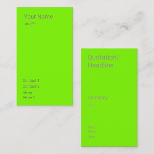 蛍光緑の垂直 名刺 (正面/裏面)