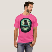 蛍光緑色付きUfo猫 Tシャツ (正面フル)