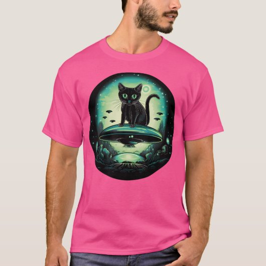 蛍光緑色付きUfo猫 Tシャツ (正面)