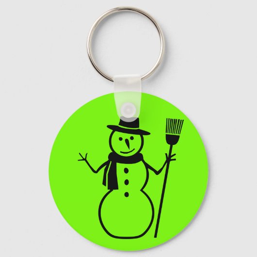 蛍光緑色雪だるま キーホルダー (正面)
