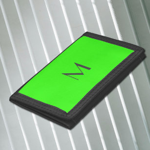 蛍光緑 – モノグラムの追加 ナイロン三つ折りウォレット