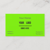 蛍光緑 – 無地の色 – ロゴの追加 名刺 (正面)