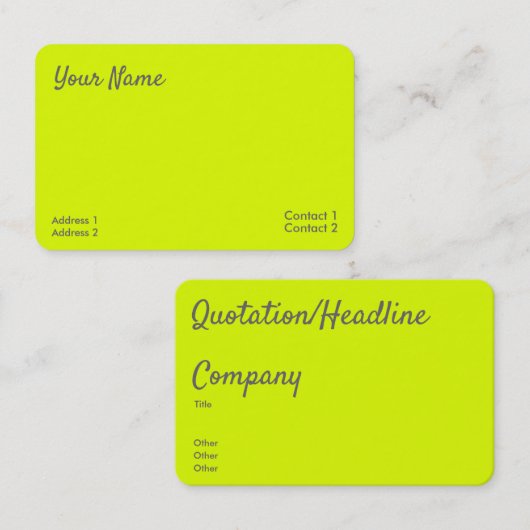 蛍光黄色の名刺 名刺 (正面/裏面)