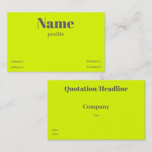 蛍光黄色はっきりした名名刺 名刺 (正面/裏面)