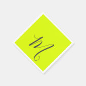 蛍光黄色 – シックなモノグラム スタンダードカクテルナプキン (角)