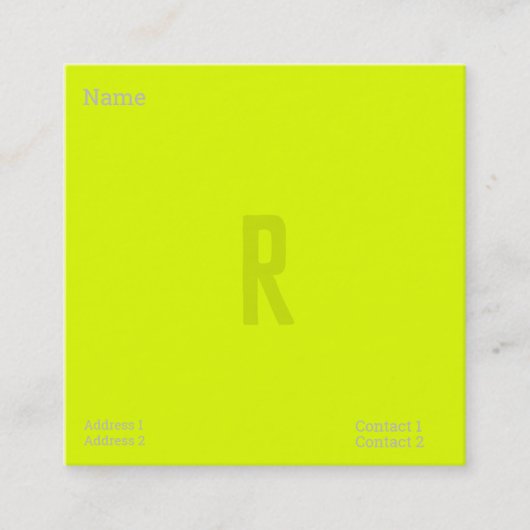 蛍光黄色 – モノグラはっきりしたムカスタムグラム スクエア名刺 (正面)