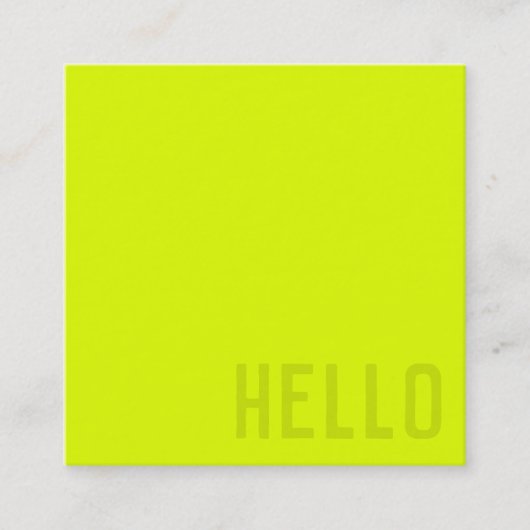 蛍光黄色 – HELLO スクエア名刺 (正面)