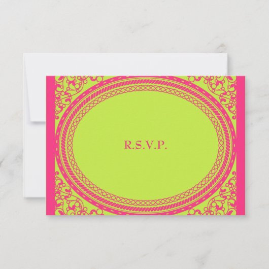 蛍光/ネオン結婚披露宴RSVP 出欠カード (正面)