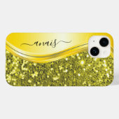 蛍光 ネオン グリッター モノグラム ネーム Case-Mate iPhoneケース (裏面 (横))