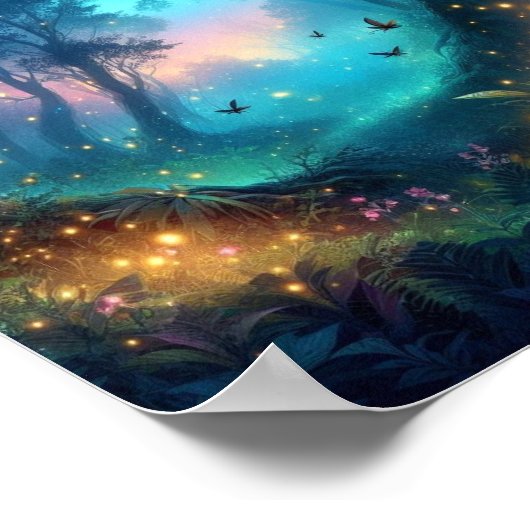 蛍白熱［赤熱］光を放つと魔法の森 ポスター (角)