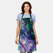 蛍石結晶ジオードマーブル抽象芸術 エプロン (着用した状態)