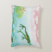 蛙が池に飛び込むイラストレーション アクセントクッション (裏面(縦))