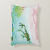 蛙が池に飛び込むイラストレーション アクセントクッション (正面(垂直))