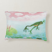 蛙が池に飛び込むイラストレーション アクセントクッション (裏面)