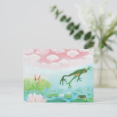 蛙が池に飛び込むイラストレーション インビテーションポストカード (スタンド正面)