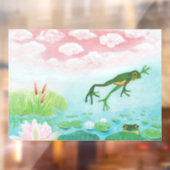 蛙が池に飛び込むイラストレーション ウィンドウサイン (シート2)