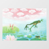 蛙が池に飛び込むイラストレーション ウィンドウサイン (シート)