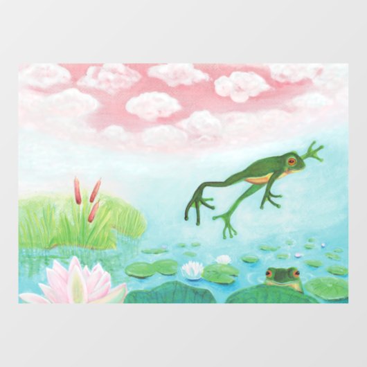 蛙が池に飛び込むイラストレーション ウィンドウサイン (シート)
