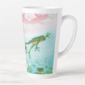 蛙が池に飛び込むイラストレーション カフェラテマグ (右)