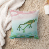 蛙が池に飛び込むイラストレーション クッション (ブランケット)