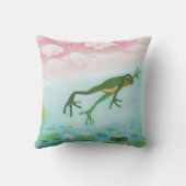 蛙が池に飛び込むイラストレーション クッション (裏面)