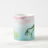 蛙が池に飛び込むイラストレーション コーヒーマグカップ (中央)