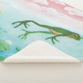 蛙が池に飛び込むイラストレーション シェルパブランケット (3/4)