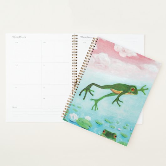 蛙が池に飛び込むイラストレーション プランナー手帳 (ディスプレー)