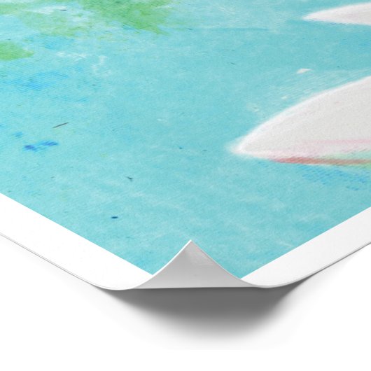 蛙が池に飛び込むイラストレーション ポスター (角)