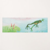 蛙が池に飛び込むイラストレーション ヨガマット (正面(横))