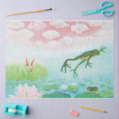 蛙が池に飛び込むイラストレーション 薄葉紙 (クラフト)