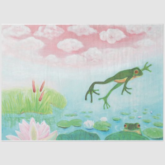 蛙が池に飛び込むイラストレーション 薄葉紙 (正面)
