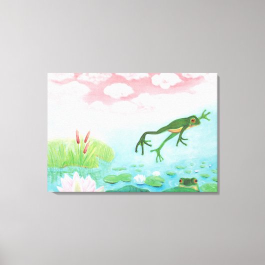 蛙が池のイラストレーション  キャンバスプリント (正面)